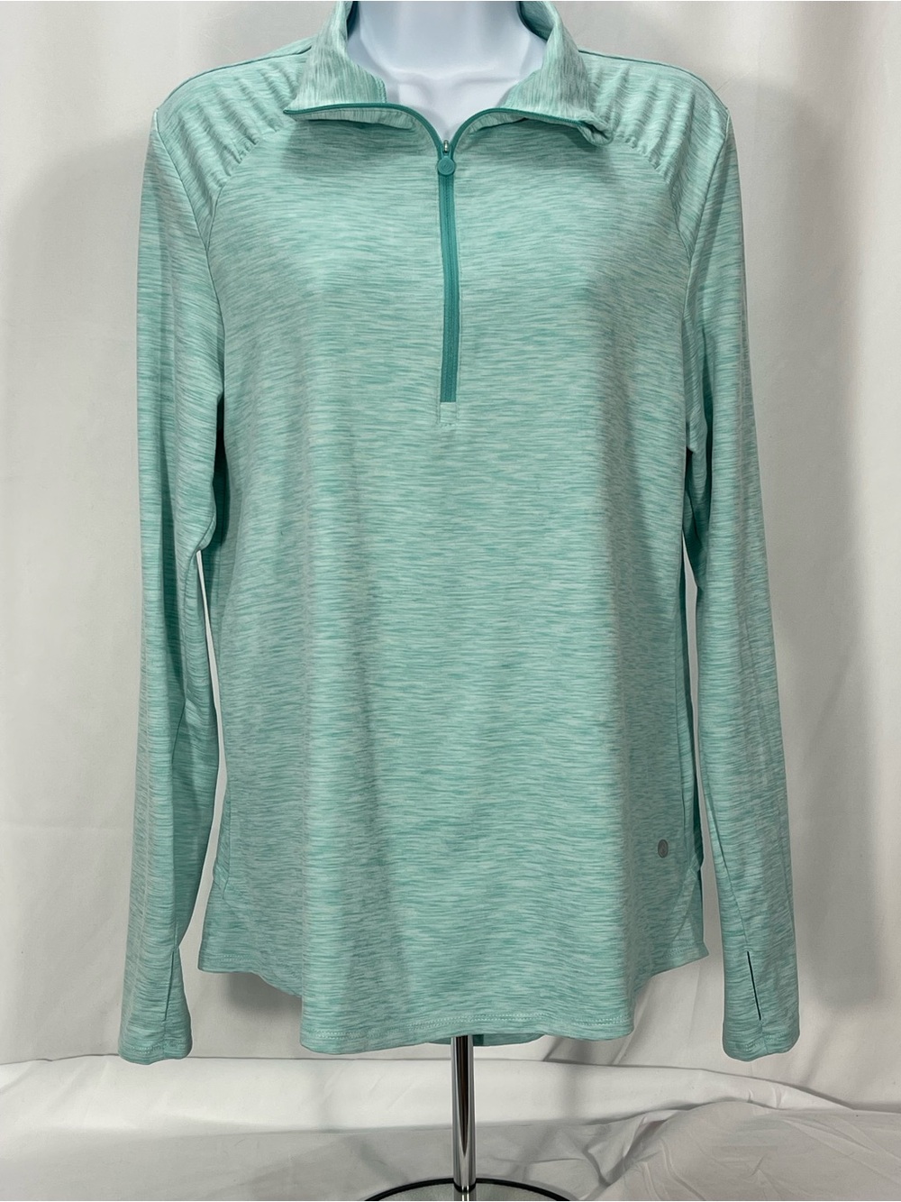 Apana Women's Sea Green 1/4 Zip Performance Pullover w/thumbholes. Outdoors Gorp